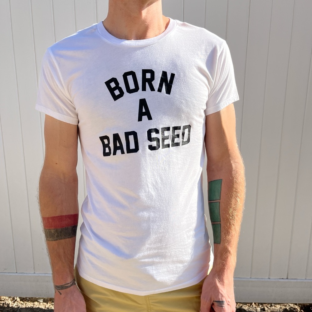 Indie brand Born A Bad Seed classic white t shirt men’s size medium